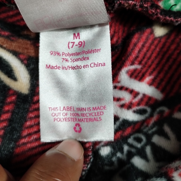 •No Boundaries Junior's M Size 7-8 Christmas Red Plaid Reindeer Fleece Leggings - Picture 8 of 16